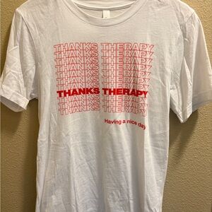 Thanks Therapy Bella Canvas White Tee with Red Graphic